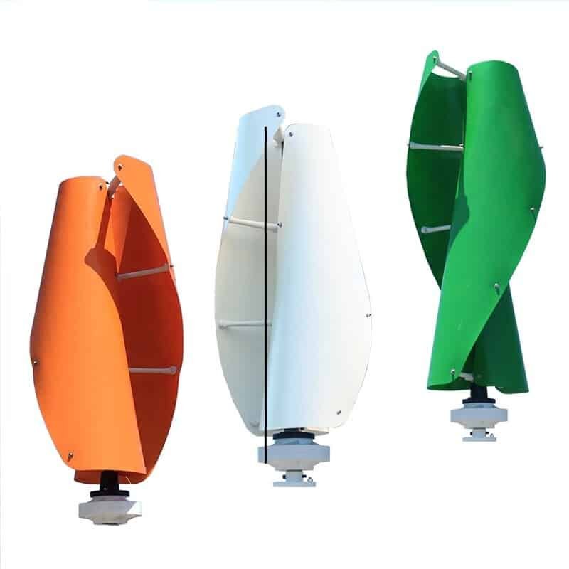 Eolienne-Heragos-Des turbines éoliennes verticales en nylon couleurs blanche-orange et verte