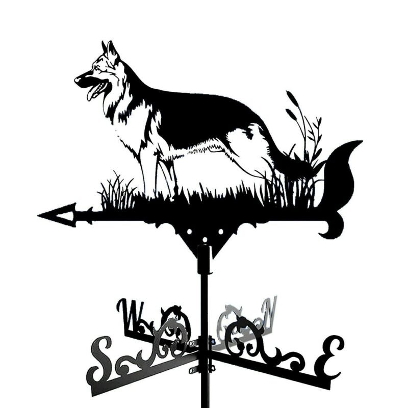 Girouette de jardin en forme chien en acier inoxydable