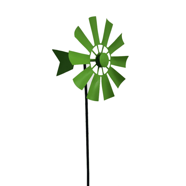 Éolienne De Jardin En Métal - Double Rotation, Hauteur 200 Cm, Option Solaire LED, Piquet Inclus