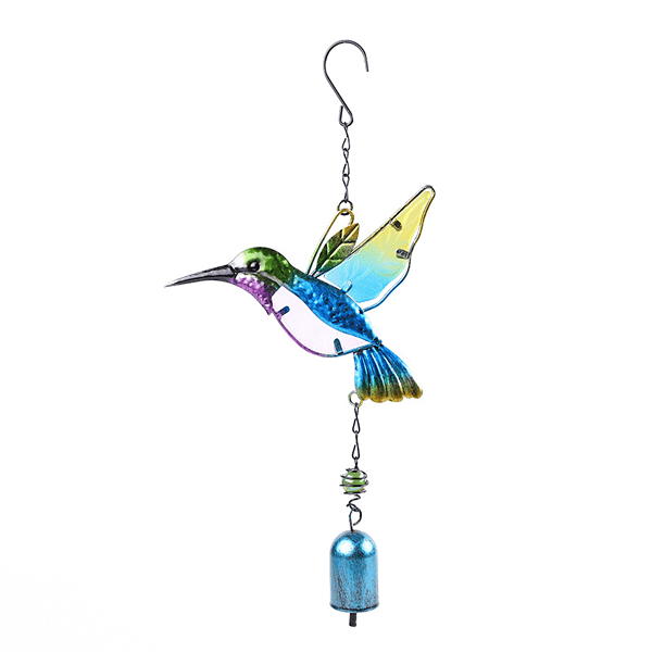 Carillon à vent Oiseau Colibri bleu avec Cloche au son mélodieux