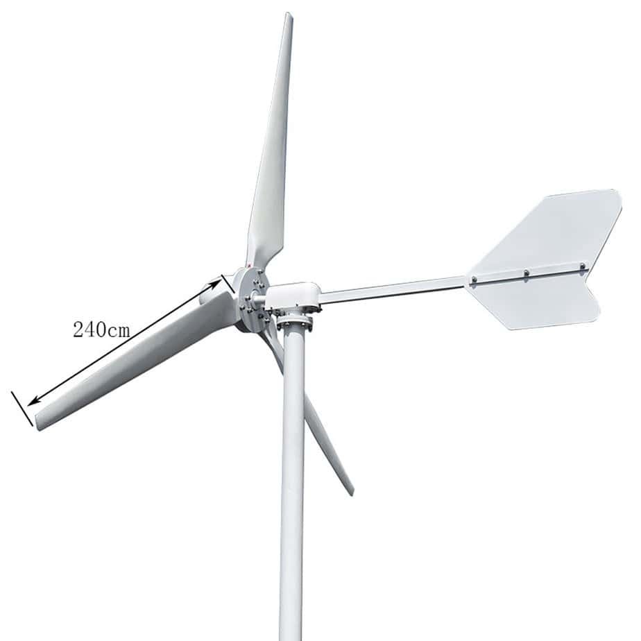 Éolienne Horizontale 2000W 48V - Générateur Domestique 3 Pales, énergie Libre, Protection Multiple