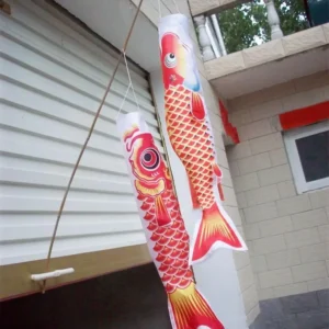 Alternative view of Koinobori Carpe Satiné Suspendu 40 Cm Rose