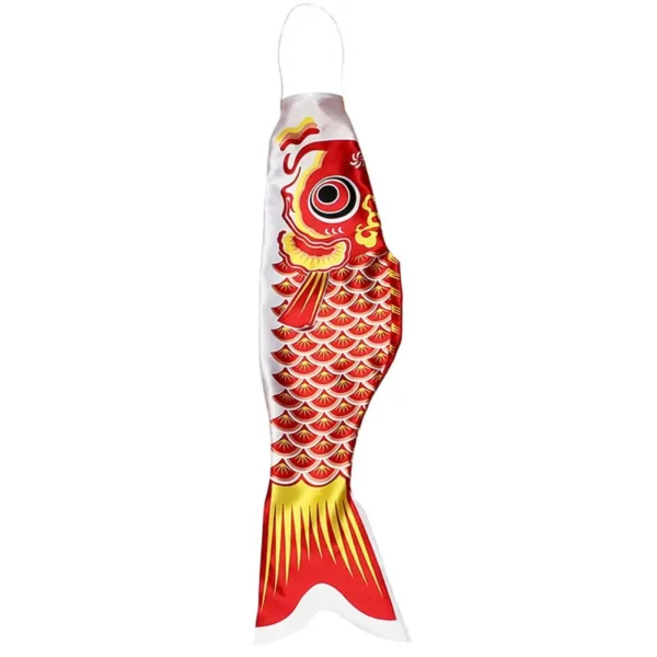 Carillon Éolien Carpe Koinobori Satin 100cm Rouge Suspendu