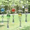 Carillon Éolien Spirale Rotative Pendentif Boule Cristal Suspendu