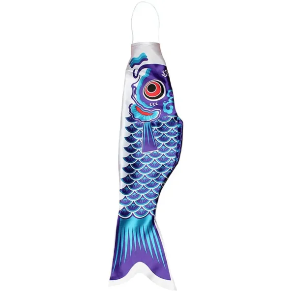 Carillon Éolien Koinobori Carpe Satin Bleu 70cm Décoratif – Image 2